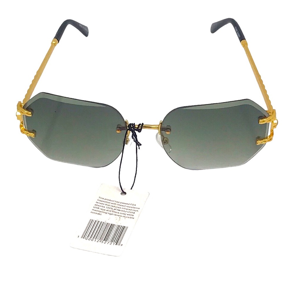 Frameless 🕶 Unisex Green Lens eyewear sunglasses